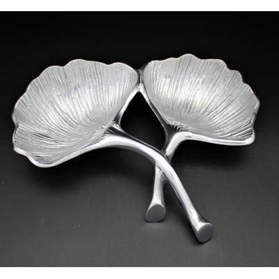 1193 - LEAF GINKGO DOUBLE COMPARTMENT DISH